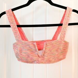 Aerie Pink Multicolor Bandeau Bikini Top size XS Beach Pool Summer Swim Colorful